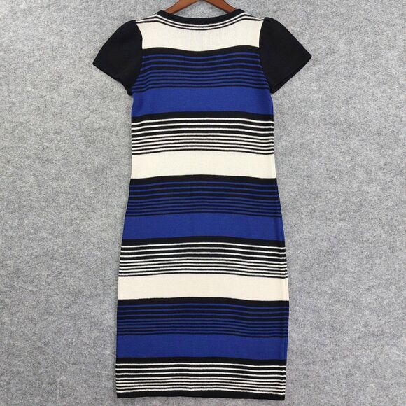 VTG St John by Marie Gray Dress Sz S Santana Knit Wide Stripe Short Sleeve Class - Picture 2 of 11
